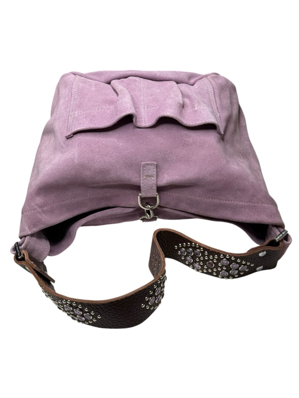 Deadstock: new Tylie Malibu ᪣ Utility Suede Hobo Bag ᪣ Crystal Strap ᪣ Lilac Y2K - Picture 10 of 16